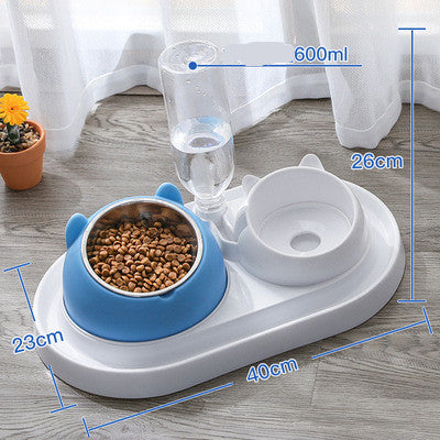 Stainless Steel Pet Double Bowl / Automatic Water Dispenser