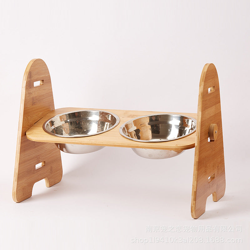 Bamboo Stainless Steel Double Bowl