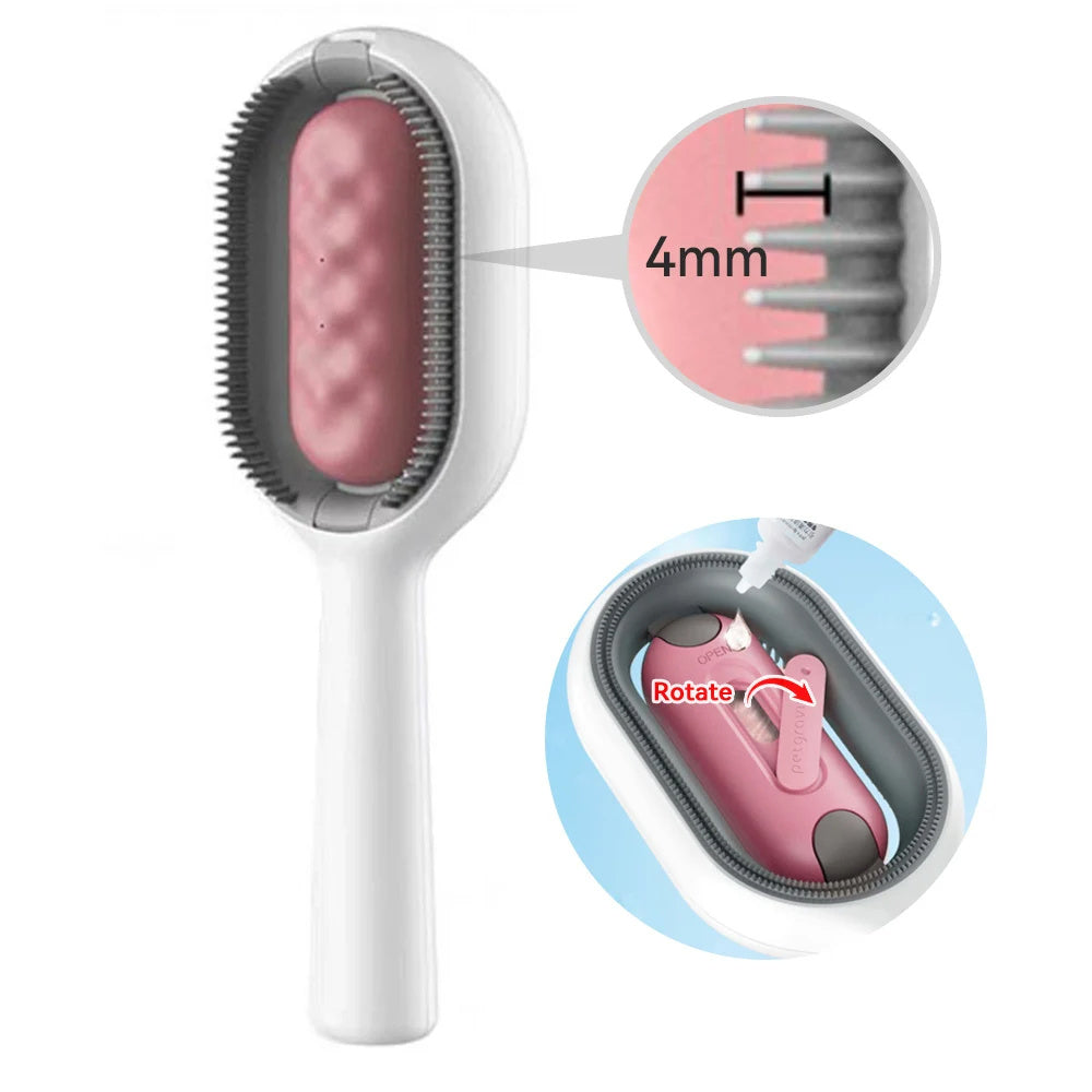 4 In-1 Grooming Brush With Water Tank Double-Sided Hair Removal Brush