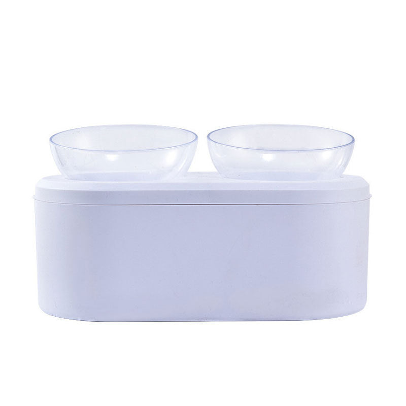 Oblique Mouth Double Bowl Transparent Pet Bowl