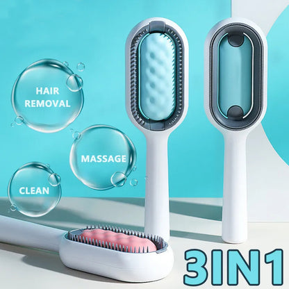 4 In-1 Grooming Brush With Water Tank Double-Sided Hair Removal Brush