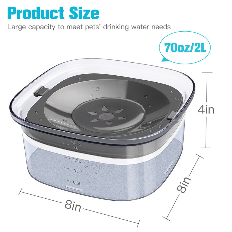 70oz / 2 Liters Large Capacity Spill Proof Transparent Bowl