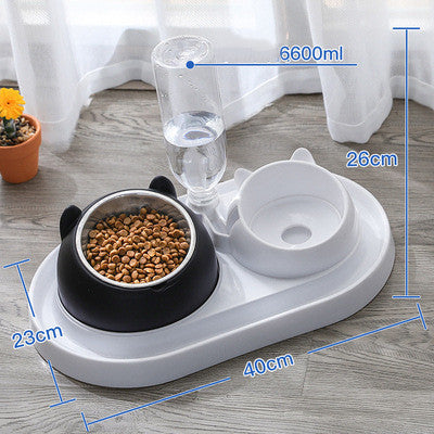 Stainless Steel Pet Double Bowl / Automatic Water Dispenser