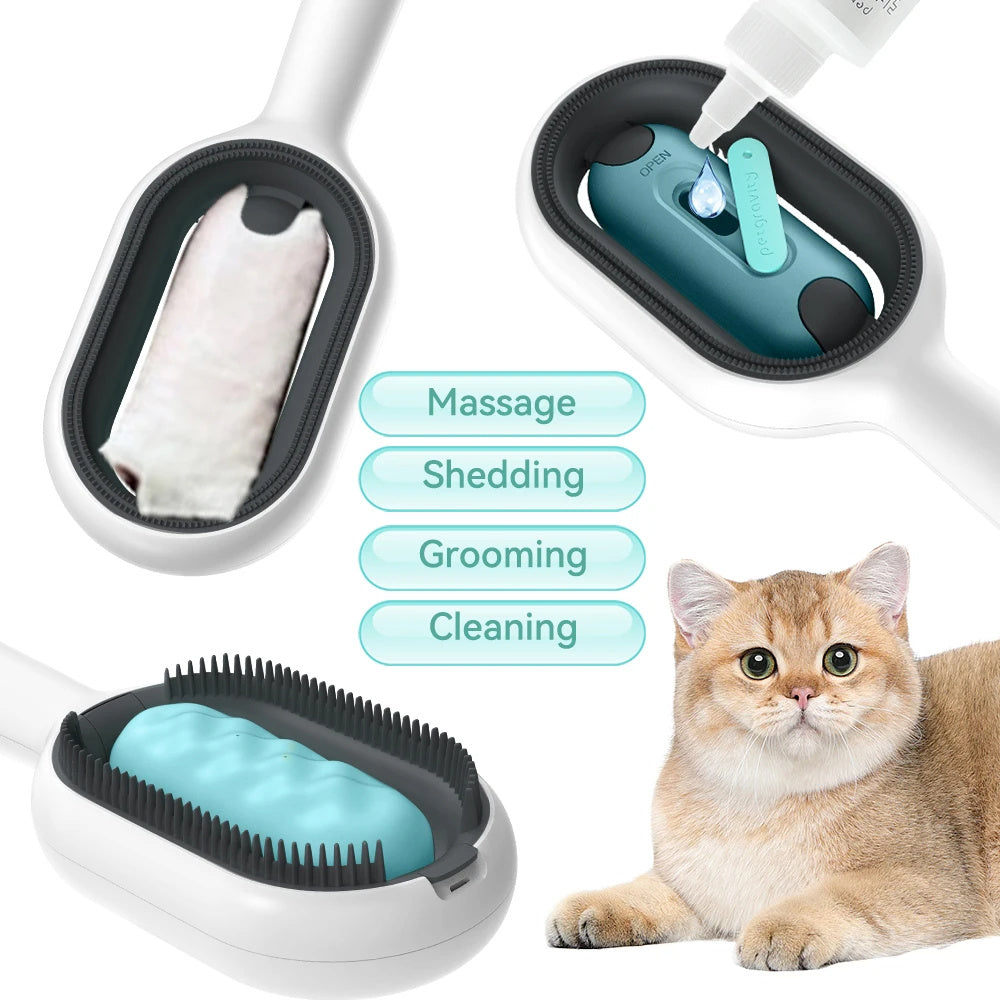 4 In-1 Grooming Brush With Water Tank Double-Sided Hair Removal Brush