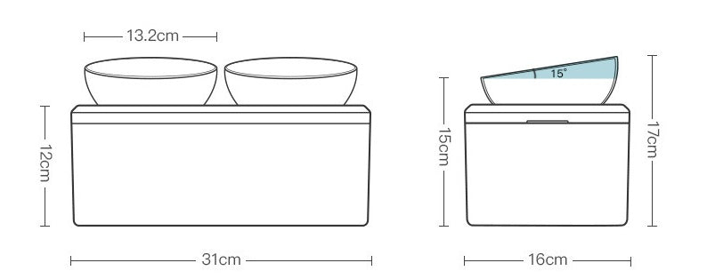 Oblique Mouth Double Bowl Transparent Pet Bowl