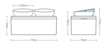 Oblique Mouth Double Bowl Transparent Pet Bowl