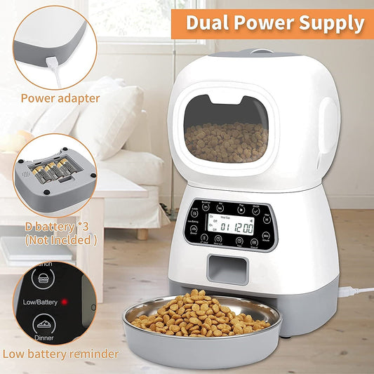 Smart APP With Recording Timing Feeding /  Cat And Dog Food Automatic Dispenser Stainless Steel Bowl