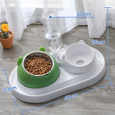 Stainless Steel Pet Double Bowl / Automatic Water Dispenser