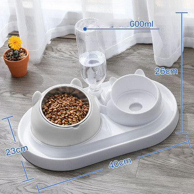 Stainless Steel Pet Double Bowl / Automatic Water Dispenser